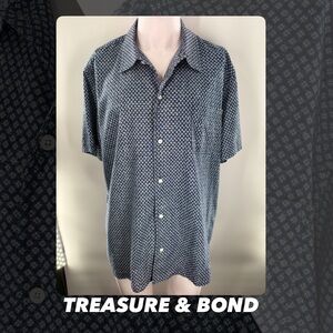 EUC Treasure & Bond Geometric Print Camp Shirt